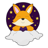 Fox, Night, Clouds, Stars