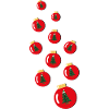 Wilde Weihnachtskugeln mit Weihnachtsbäumen.