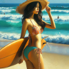 Surfeur sur la plage