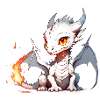 Kleiner süßer Drache mit Flamme