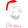 Mops Merry Christmas, Hundekopf, Zeichnung