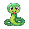 Serpiente Linda Dibujos Animados Kawaii Acuarela Animal Mascota
