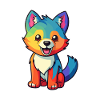 Lobo Lindo Dibujos Animados Kawaii Acuarela Animal Mascota