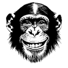Laughing monkey chimpse rejoices