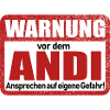 Andi Name Lustiges Warnschild