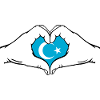 Uyghur Flag Heart Shape