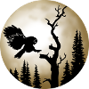 Chouette hulotte devant la lune
