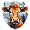 Winter alpine cow