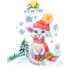 Whimsical Winter Feline Design