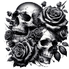 Crânes et roses