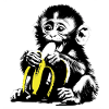 Playful monkey motif with banana