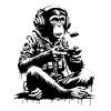 Futuristic monkey with gaming equipment