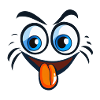 visage content, heureux, cartoon