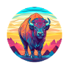 Bison-Buntglas-Cartoon-Kawaii-Tier