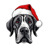Great Dane Dog Christmas Head