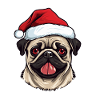 Pug Dog Pug Christmas Head