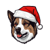 Akita Dog Christmas Head