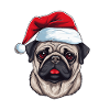 Pug Dog Pug Christmas Head