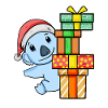 Koala mit Weihnachtsmütze und Weihnachtsgeschenk