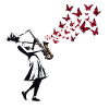 Saxophonist Music Butterflies Street Art Style
