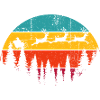 Sunset Wolves Over Pines