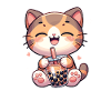 Cats Drink Bubble Tea kawaii Boba Cat