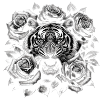 Tigers and roses