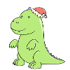 a dinosaur at Christmas