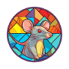 Ratten-Buntglas-Cartoon-Kawaii-Tier