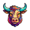 Stier-Buntglas-Bunt-Cartoon-Kawaii-Tier