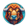 Bison-Buntglas-Cartoon-Kawaii-Tier