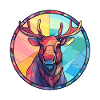 Elch-Buntglas-Bunt-Cartoon-Kawaii-Tier