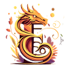 Buchstabe E mit Drache