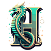 Buchstabe H mit Drache
