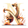 Buchstabe N mit Drache