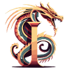 Lettre I avec dragon
