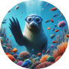 Robbe im Meer mit Taucherbrille