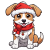 Dog with Christmas Hat