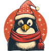 Simpatico pinguino invernale coccoloso con cappello