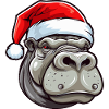 Hippopotamus Christmas Animal Head