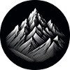 Montañas, paisaje, negro, blanco, fotorrealista