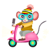 Little mouse on scooter
