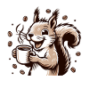 Squirrel with coffee cup