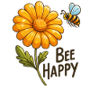 Glowing daisies with bee