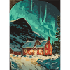 Wooden hut in the snow