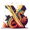 Letter X with dragon