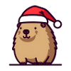 Simpatico capibara di Natale con cappello da Babbo Natale