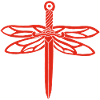 épée rouge et ailes de libellule