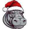Hippopotamus Christmas Animal Head