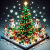 Pixel Weihnachtswelt mit Weihnachtsbaum